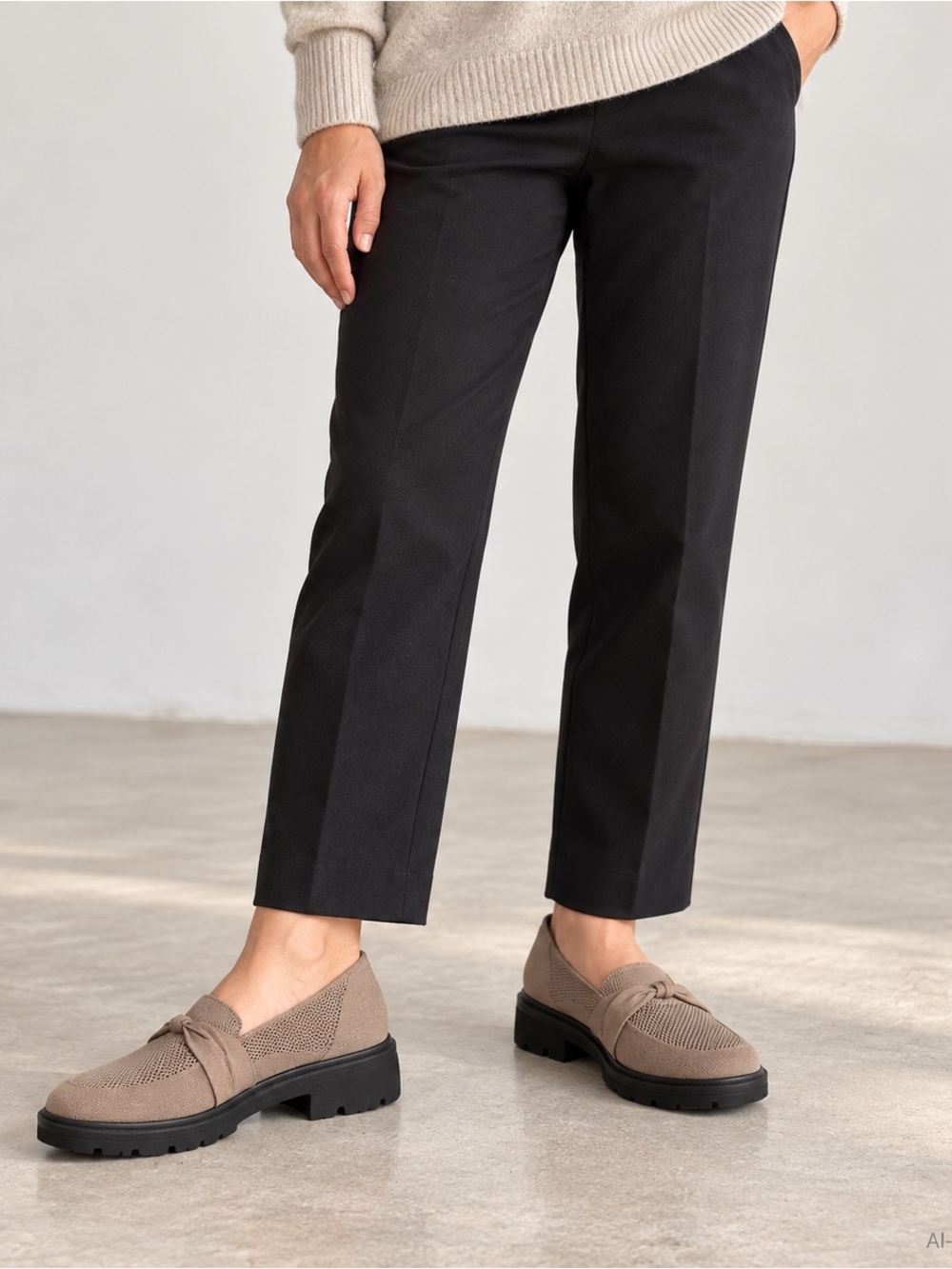 Life Stride Taupe Knit Loafers
